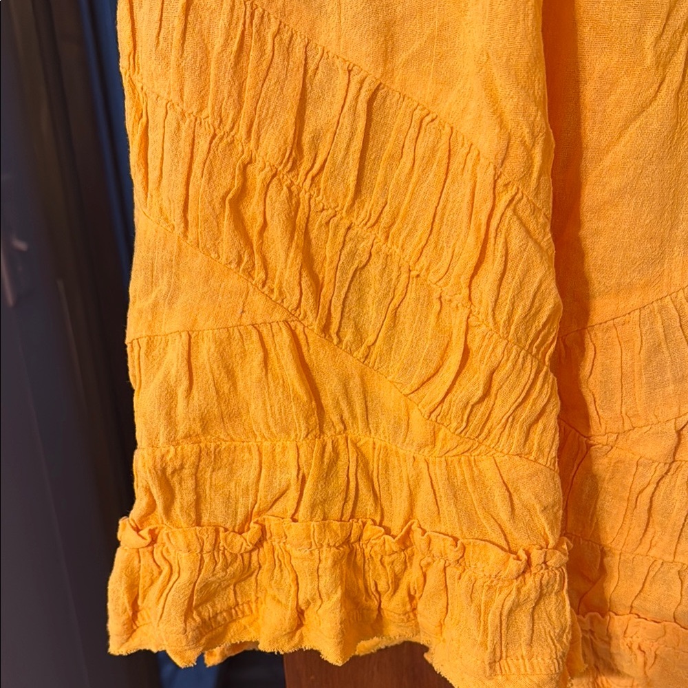 Free People Bright Yellow Short Sleeve Ruffle Hem Dress size large - NWT! - Picture 3 of 4